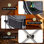 Oversized Padded 3-Person Folding Camping Loveseat Chair – Heavy Duty Outdoor Seating - 6