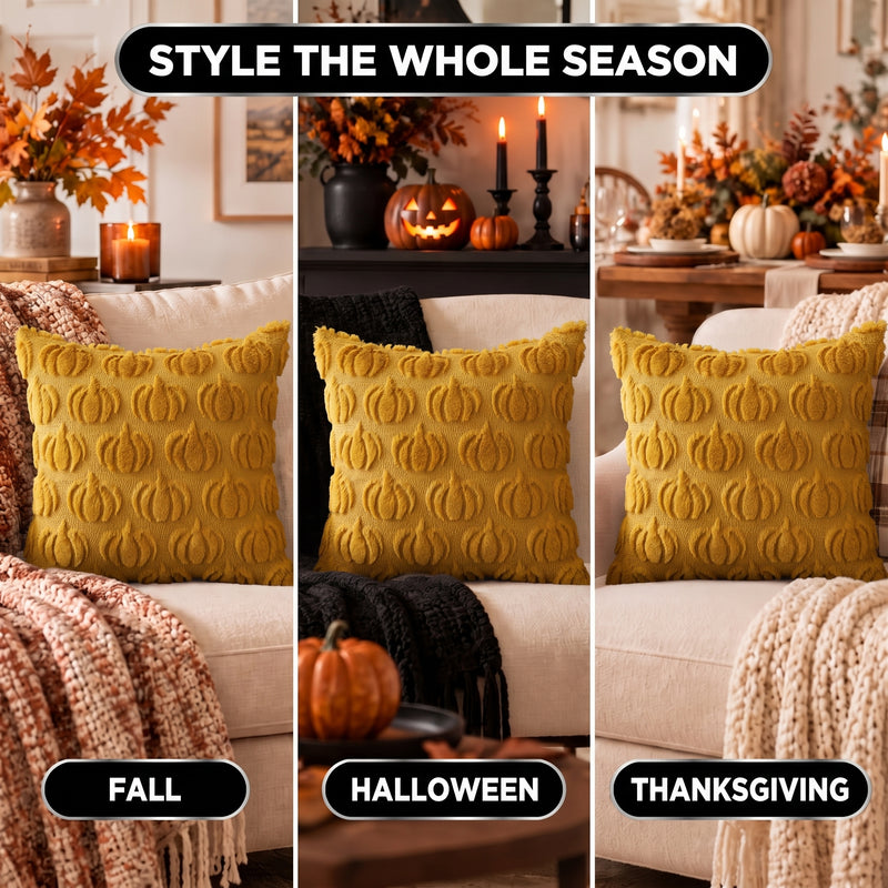 DECORATIVE PILLOW COVERS – 3D PUMPKIN SET OF 2 - 6