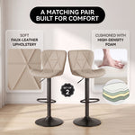 COUNTER BAR STOOLS SET OF 2 – ADJUSTABLE SWIVEL FAUX LEATHER SEATS - 6