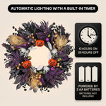 HALLOWEEN WREATH WITH LIGHTS FOR FRONT DOOR – PRE-LIT PUMPKIN, WITCH & GOTHIC PORCH DÉCOR - 6