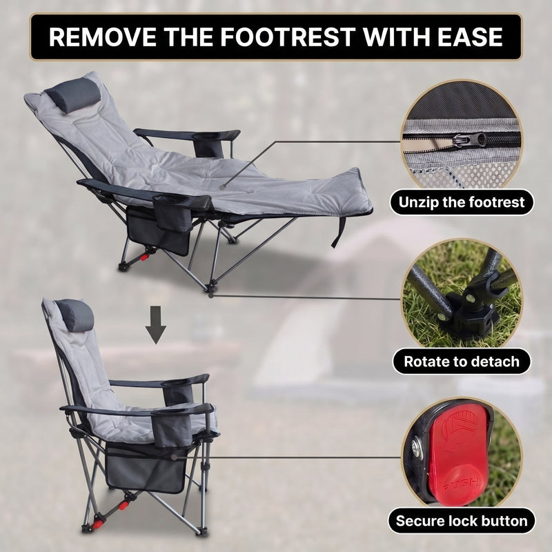 Premium Reclining Outdoor Camping Chair – Adjustable Comfort Seat - 6