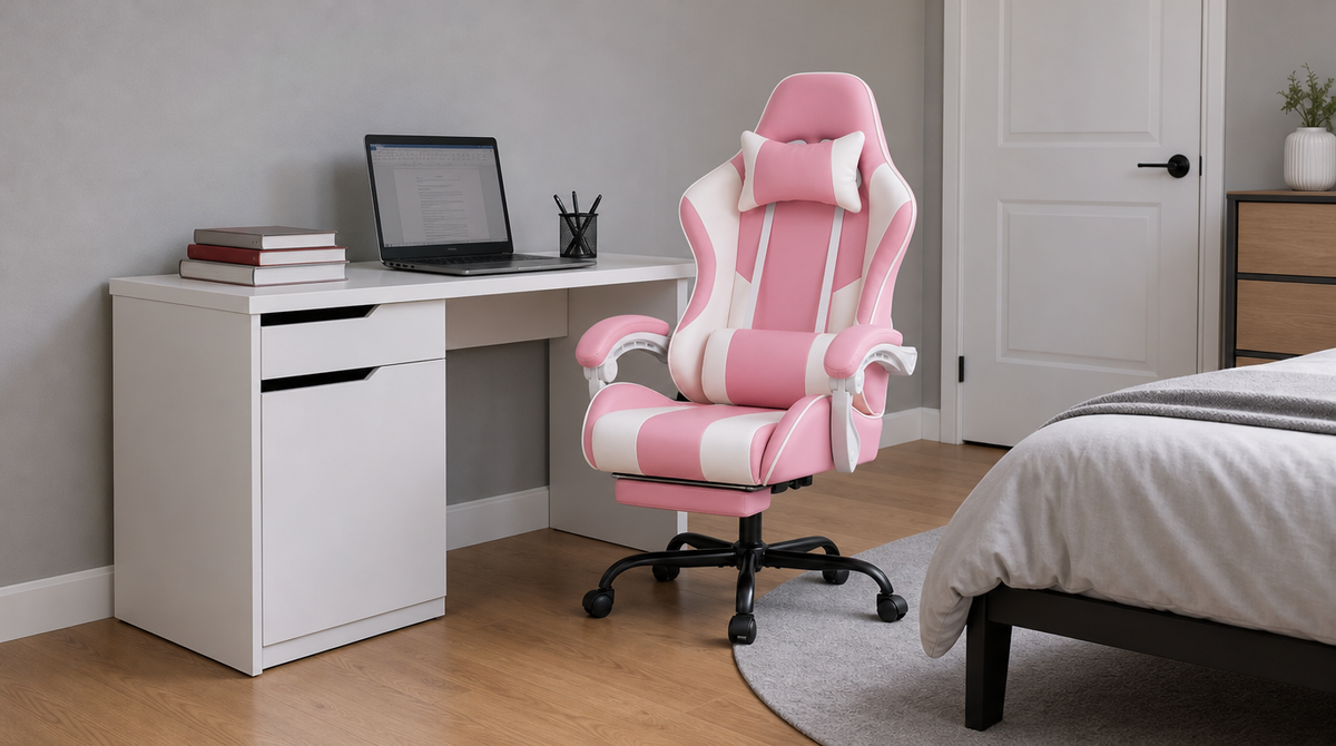 Reclining Gaming Chair with Footrest, Lumbar Support & 360° Swivel - fit and scale image 6