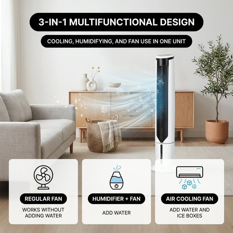 3-in-1 Evaporative Air Cooler Tower Fan with Remote Control - 6