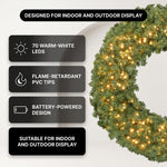 PRE-LIT CHRISTMAS WREATH – WARM LED DOOR DÉCOR - 6