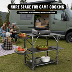 Camping Portable Cook Station/Kitchen Table, Folding Outdoor Cooking Table with Storage - 6