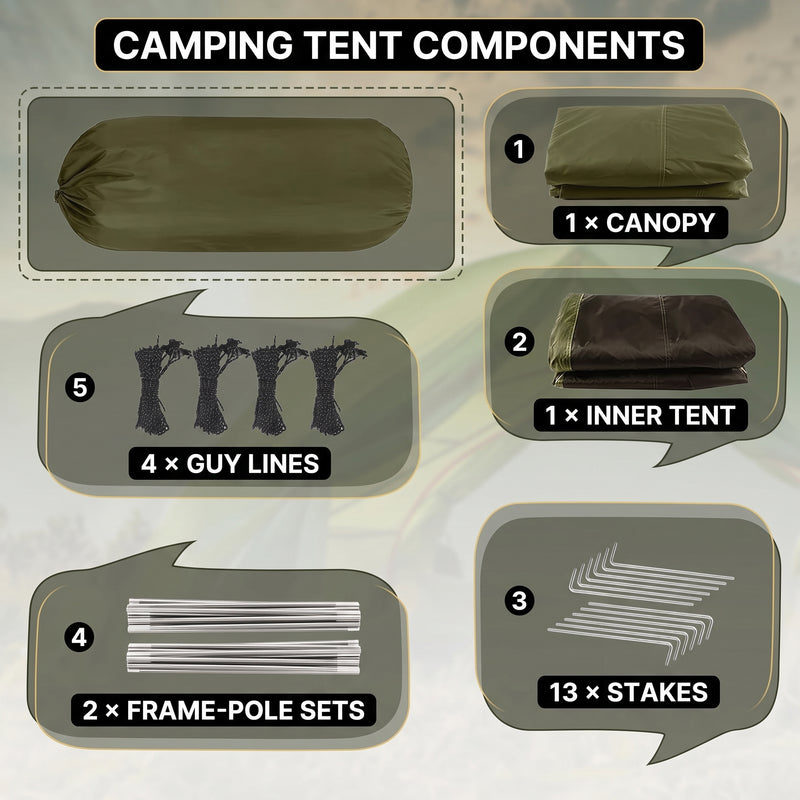 2-4 PERSON LIGHTWEIGHT BACKPACKING DOME CAMPING TENTS - 6