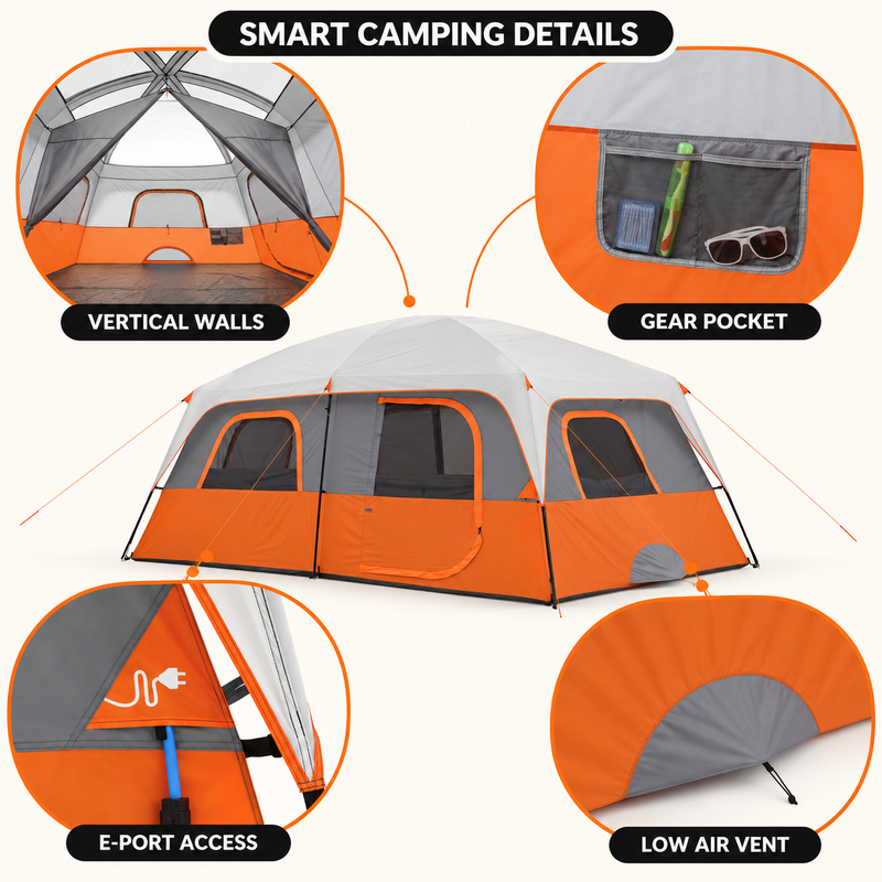 8-10 Person Instant Cabin Camping Tent with Room Divider & Rainfly - 6