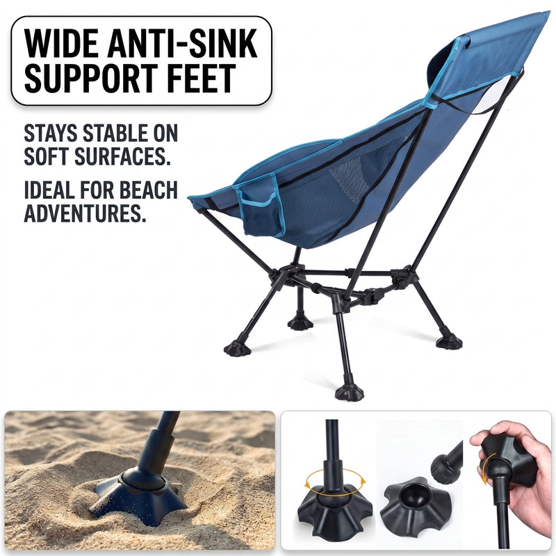 Ultra-Compact High Back Folding Camping Chair with Pillow – Lightweight & Portable - 6