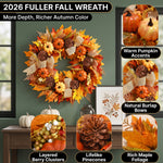 PUMPKIN WREATH FOR FRONT DOOR – FALL FARMHOUSE DÉCOR - 6