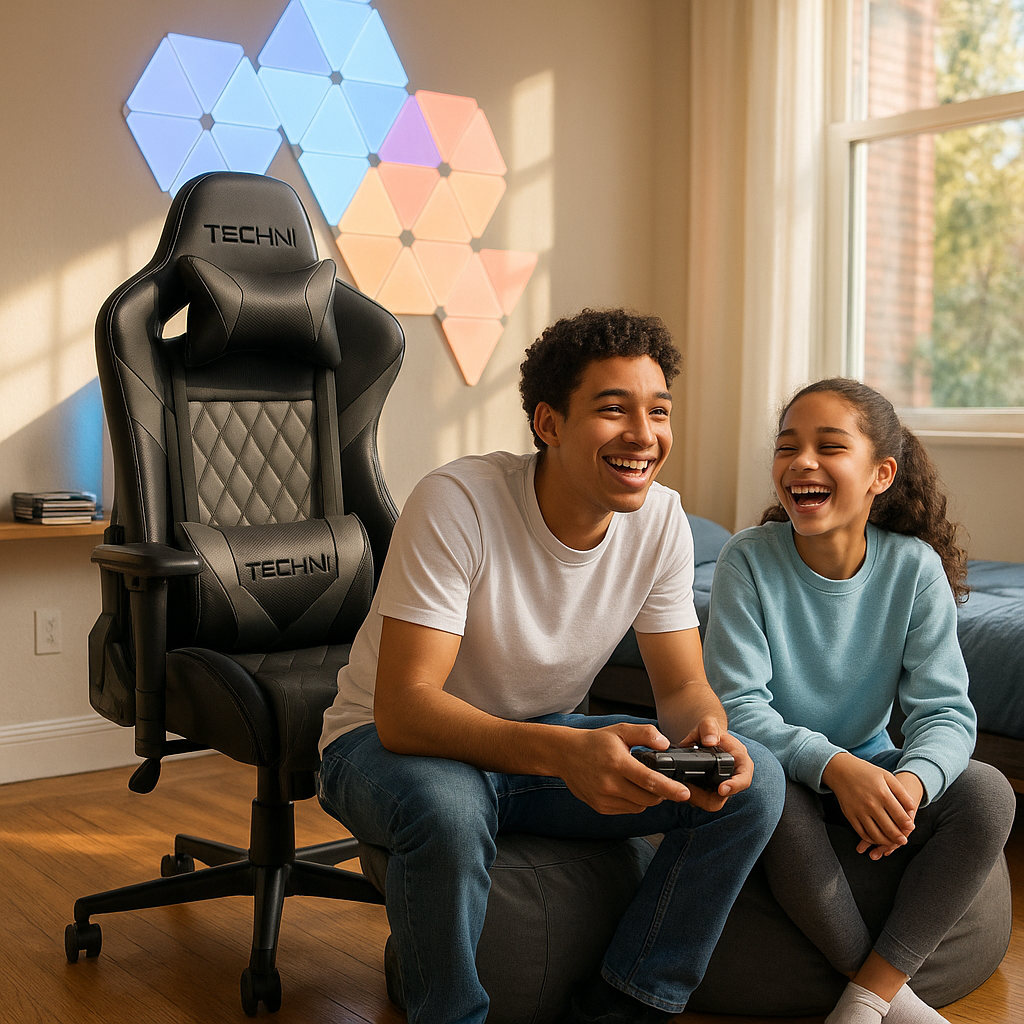 Techni Sport XL Ergonomic Gaming Chair – Heavy-Duty Memory Foam GamerXL Series in Gray with Adjustable 2D Arms & Lumbar Support