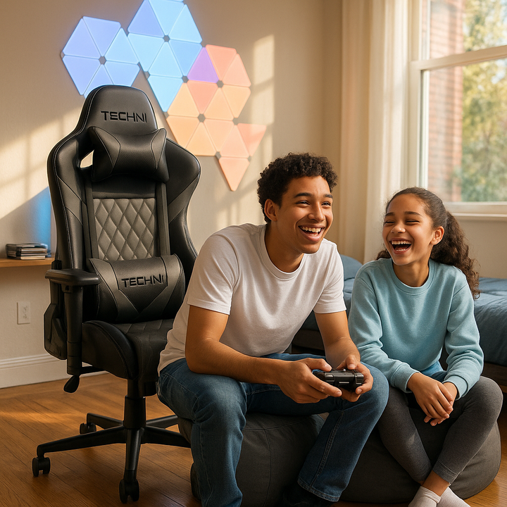 Techni Sport XL Ergonomic Gaming Chair – Heavy-Duty Memory Foam GamerXL Series in Gray with Adjustable 2D Arms & Lumbar Support