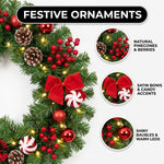 CHRISTMAS GARLAND WITH LIGHTS – PRE-LIT HOLIDAY GREENERY - 6