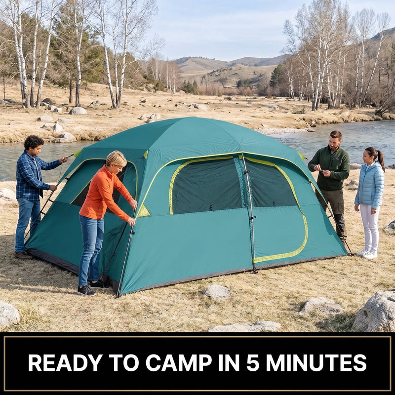 5–8 PERSON FAMILY DOME CAMPING TENT – WATERPROOF OUTDOOR TENT WITH RAINFLY & CARRY BAG - 6