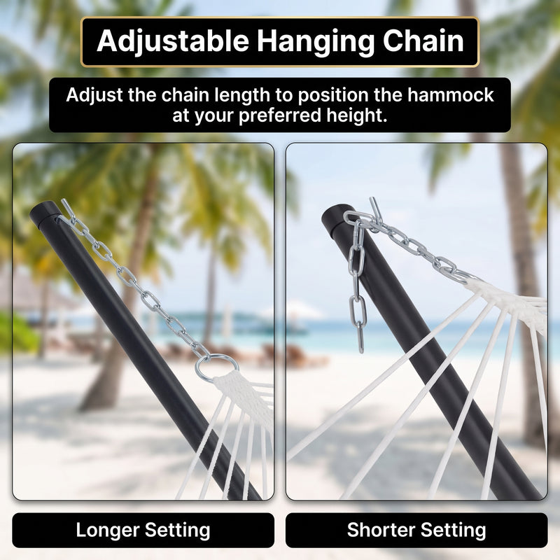 2-Person Outdoor & Indoor Hammock with Adjustable Height, Pillow & Stand – Portable, Sturdy, Colorful - 6
