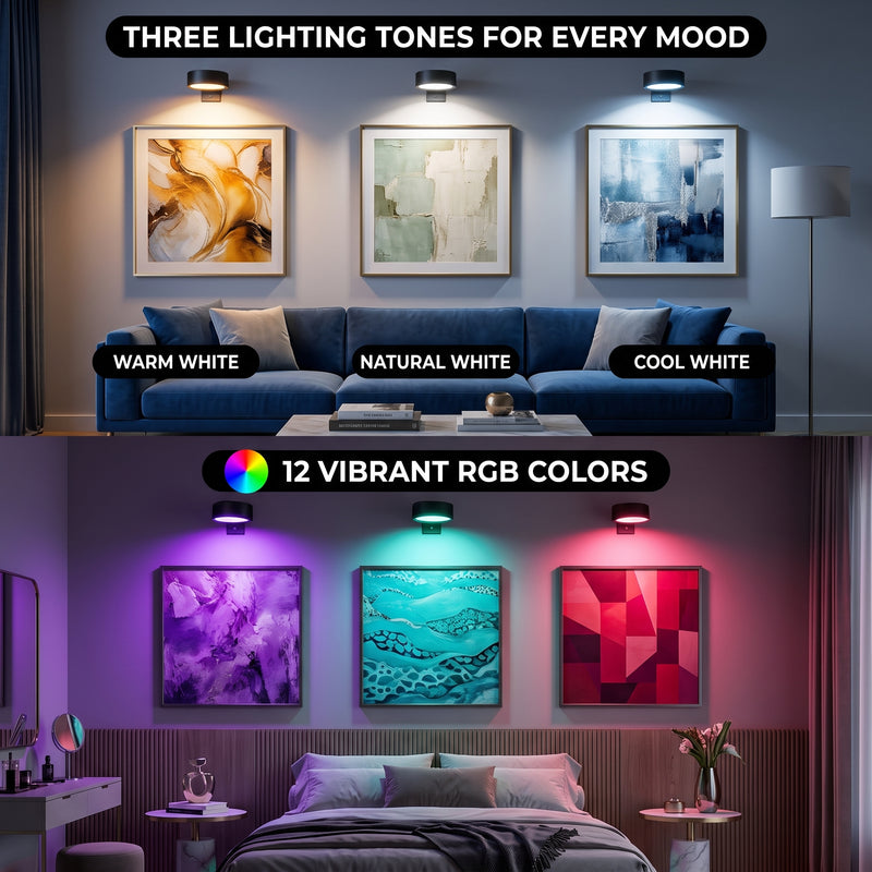 Picture Lights for Wall, Rechargeable Battery Operated LED Gallery Light Bar with Remote & Timer, Dimmable Wireless Wall Sconce for Paintings & Frames - 6