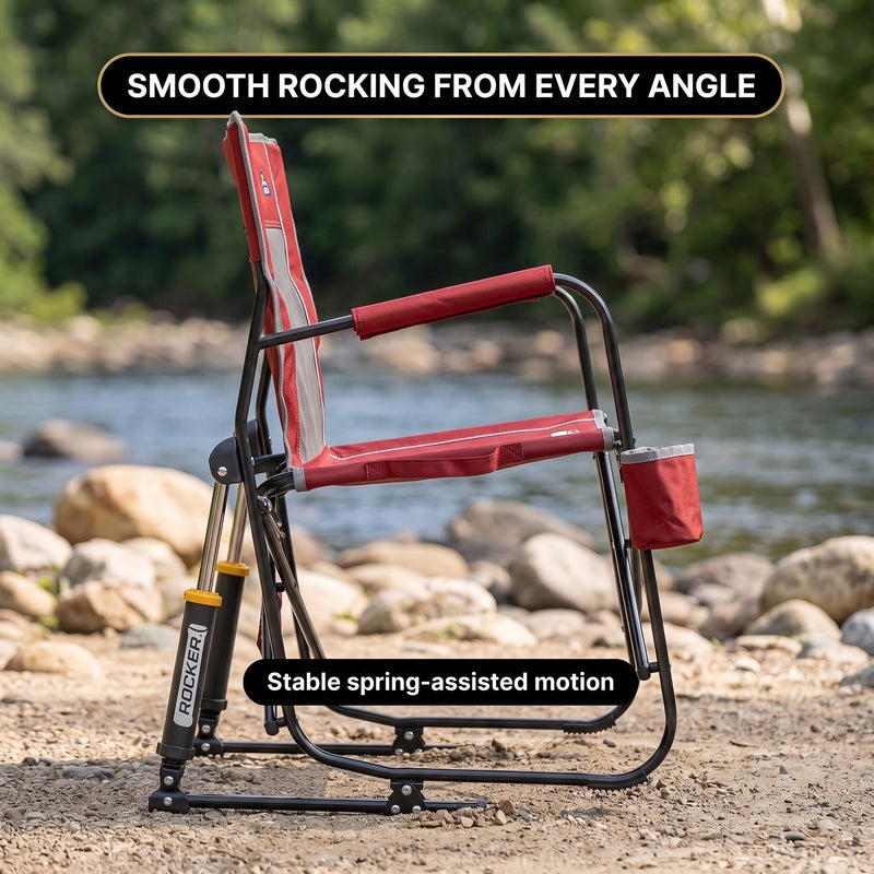 ROCKING CAMPING CHAIR – FOLD-FLAT CHAIR WITH CUP HOLDER - 6