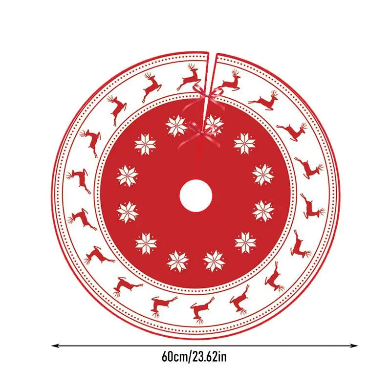 Red Christmas Skirt Tree Tree Skirts Winter Tree Skirt 23.6 Inch Holiday Tree Skirt Red Cover Snowflake Reindeer Home Decor