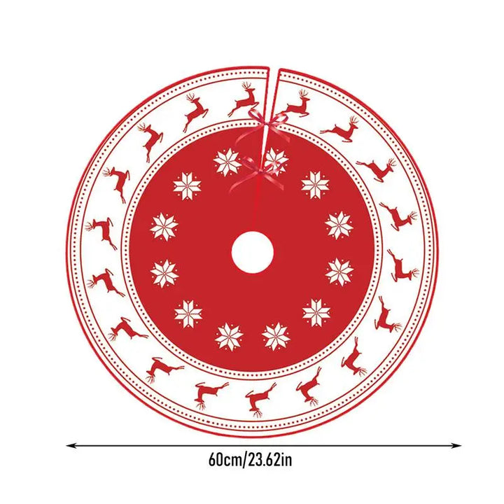 Red Christmas Skirt Tree Tree Skirts Winter Tree Skirt 23.6 Inch Holiday Tree Skirt Red Cover Snowflake Reindeer Home Decor