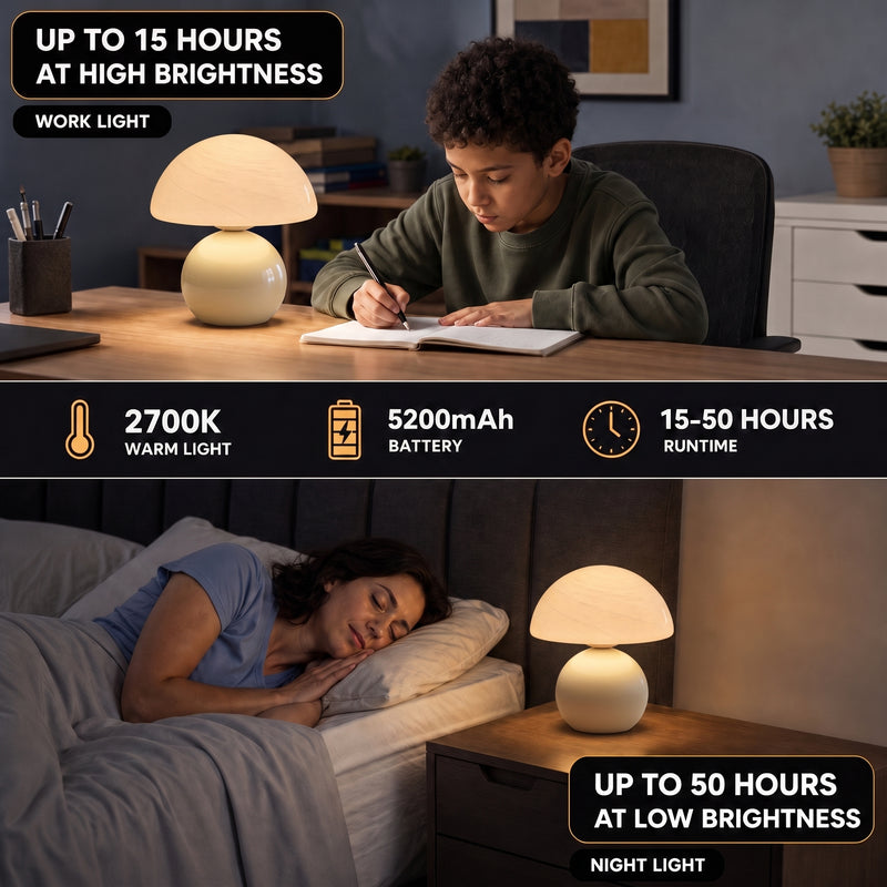 MUSHROOM LAMP – CORDLESS, RECHARGEABLE & TOUCH-DIMMABLE - 6