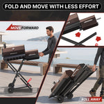 Portable Charcoal Grill with Smoking Function, Foldable Suitcase Design with Wheels, Multi-Tier Storage Rack & Waterproof Cover for Outdoor BBQ Parties - 6