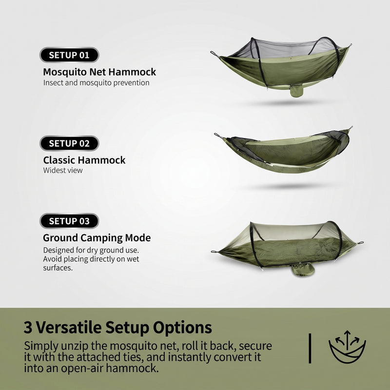 Camping Hammock with Mosquito Net – 1-2 Person, Nylon - 6