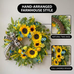 SUNFLOWER WREATH FOR FRONT DOOR – SUMMER FLORAL PORCH DÉCOR - 6