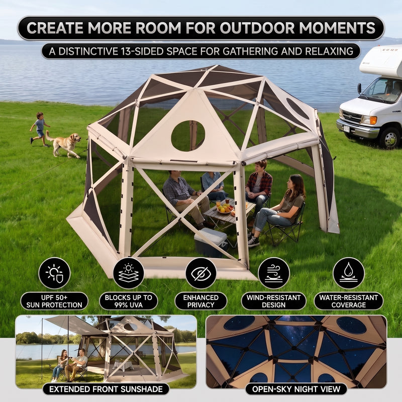 15x15 Pop-Up Gazebo Screen Tent – Large Outdoor Screen House with Mesh Walls & Carry Bag - 6