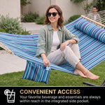 Outdoor Double Hammock with Stand for 2 – Heavy Duty Steel Frame, Pillow Included - 6