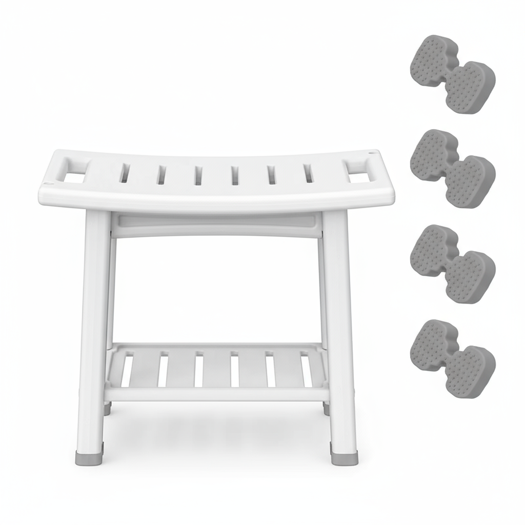 Waterproof Multipurpose Shower Bench Stool with Storage Shelf | Trufairs