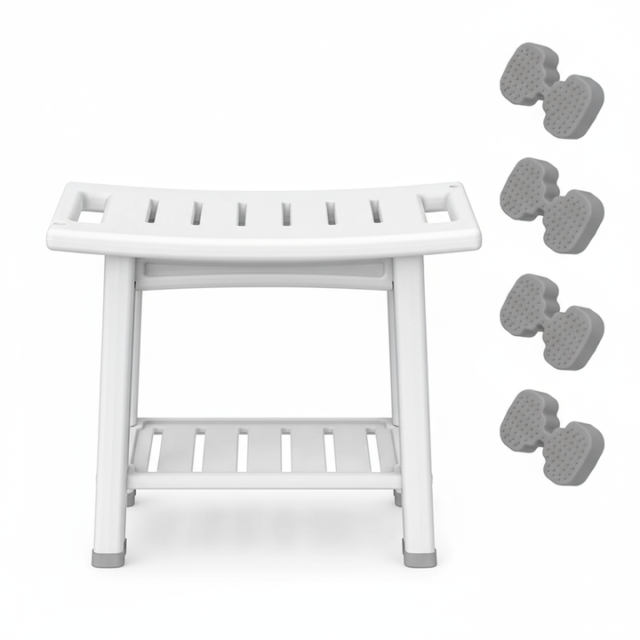 Waterproof Multipurpose Shower Bench Stool with Storage Shelf | Trufairs