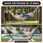 Handwoven Mayan Rope Double Hammock with Tree Straps, Carabiners & Carry Bag - 6