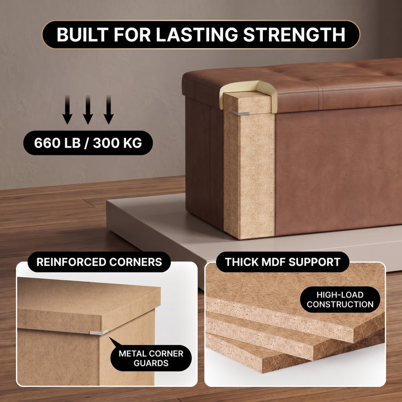 BENCH WITH STORAGE – FOLDING OTTOMAN WITH PADDED SEAT - 6