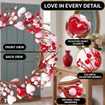 VALENTINE WREATHS FOR FRONT DOOR – HEART & BERRY FLORAL WREATH FOR VALENTINE’S DAY DÉCOR - 6
