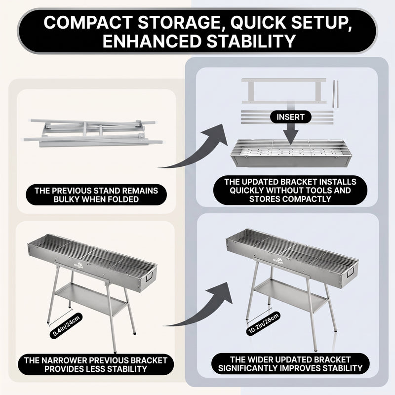 PORTABLE CHARCOAL HIBACHI GRILL – COMMERCIAL-QUALITY FOLDABLE BBQ GRILL FOR CAMPING, BACKYARD & OUTDOOR COOKING - 6