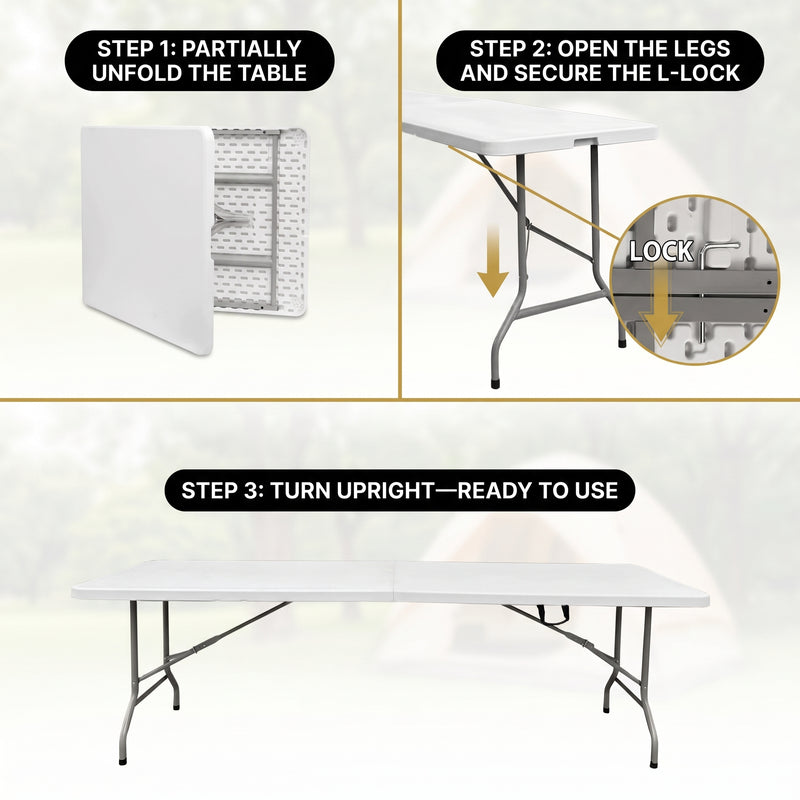 8 ft Heavy Duty Folding Table - 6