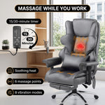 Executive Office Chair with Heat and Massage – High Back Reclining PU Leather Desk Chair with Footrest - 6
