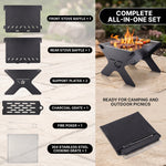 Portable Folding Charcoal Grill & Campfire Fire Pit - 6