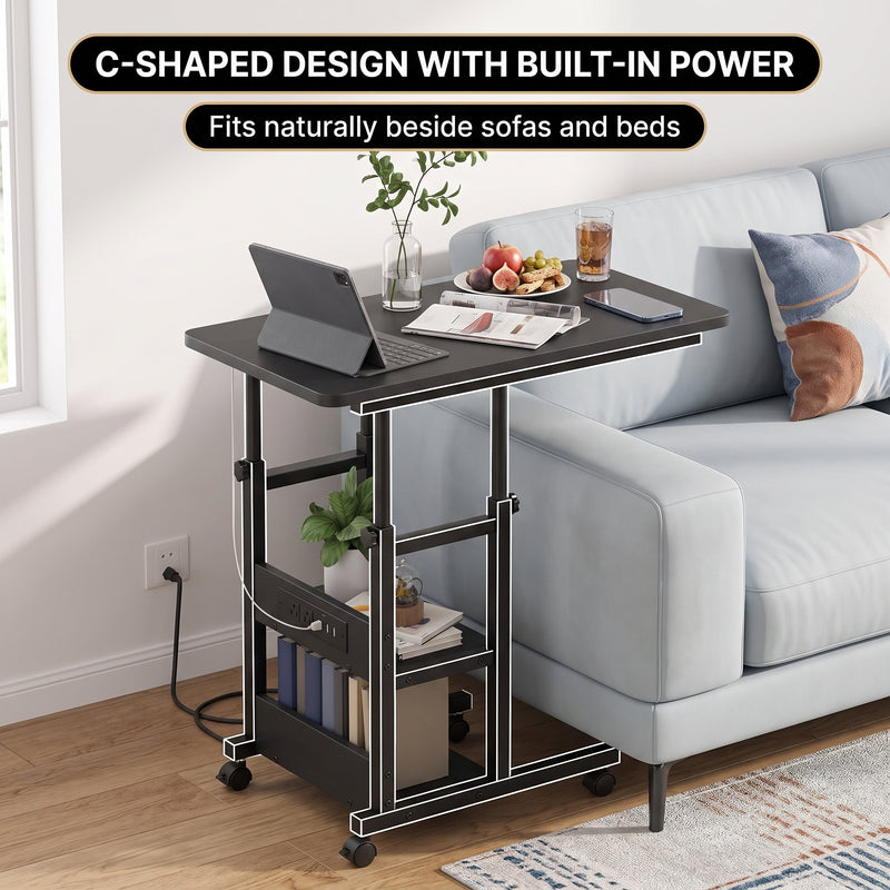 C-SHAPED END TABLE WITH CHARGING STATION – ADJUSTABLE HEIGHT - 6