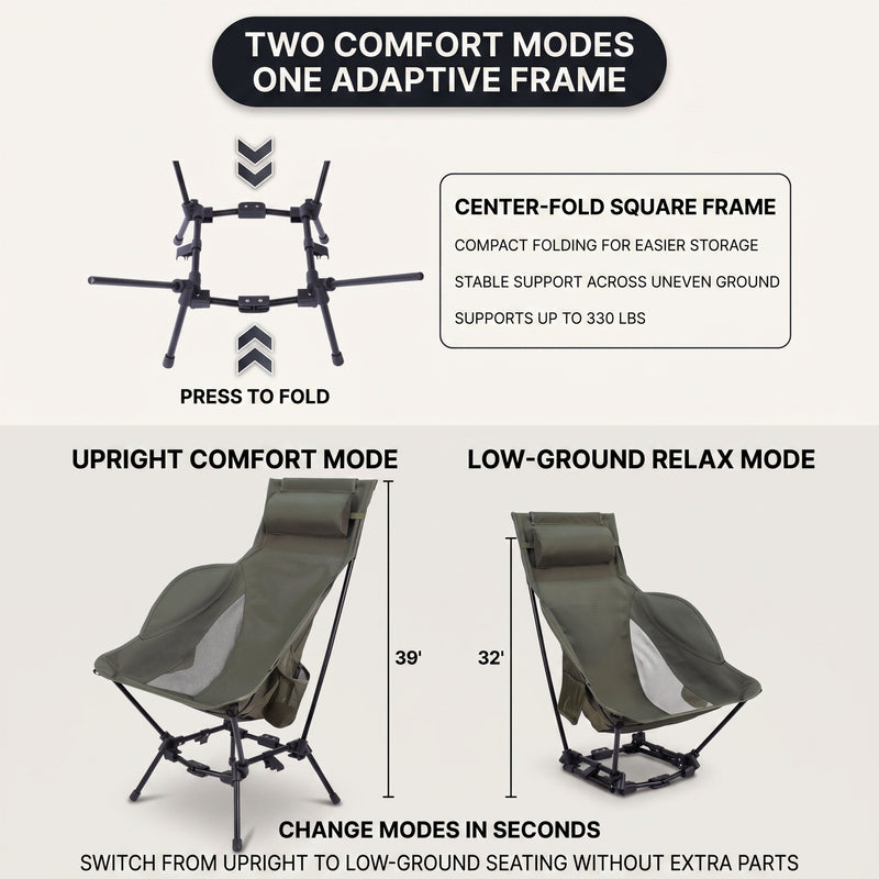 Ultra-Compact High Back Folding Camping Chair – Lightweight & Portable - 6