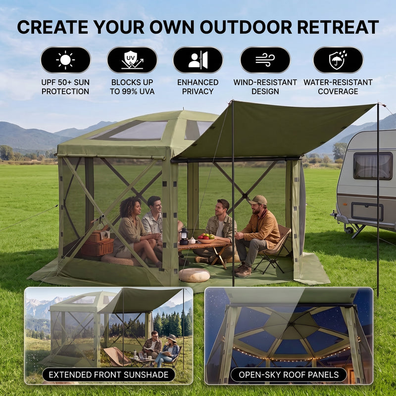 15x15 Pop-Up Gazebo Screen Tent – Large Outdoor Screen House with Mesh Walls & Carry Bag - 6