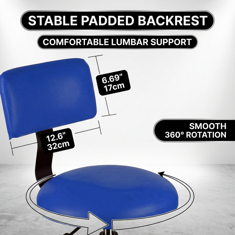 Adjustable Shop Stool with Backrest - Workbench Stool for Garage & Workshop, Swivel Bar Stool with Back Support, Padded Mechanic Stool - 6