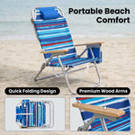 17" Big & Tall Oversized Beach Chairs 2-Pack – Heavy Duty Folding Outdoor Seating - 6