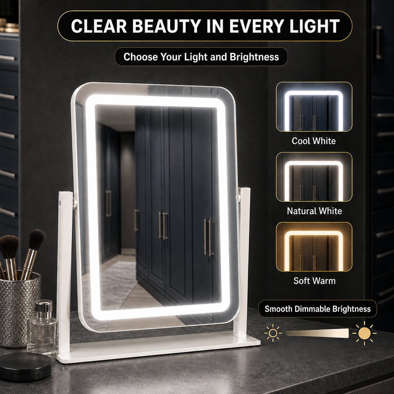 LED Vanity Mirror with Touch Dimming & Magnification - 6