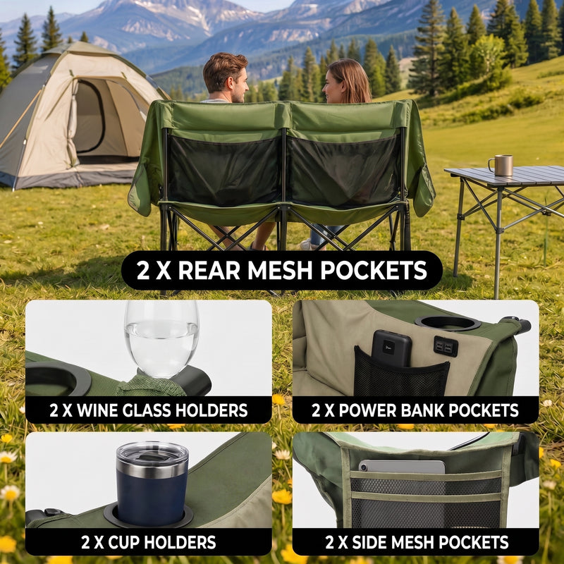 Heated Camping Chair – Single Chair & Double Loveseat Options - 6