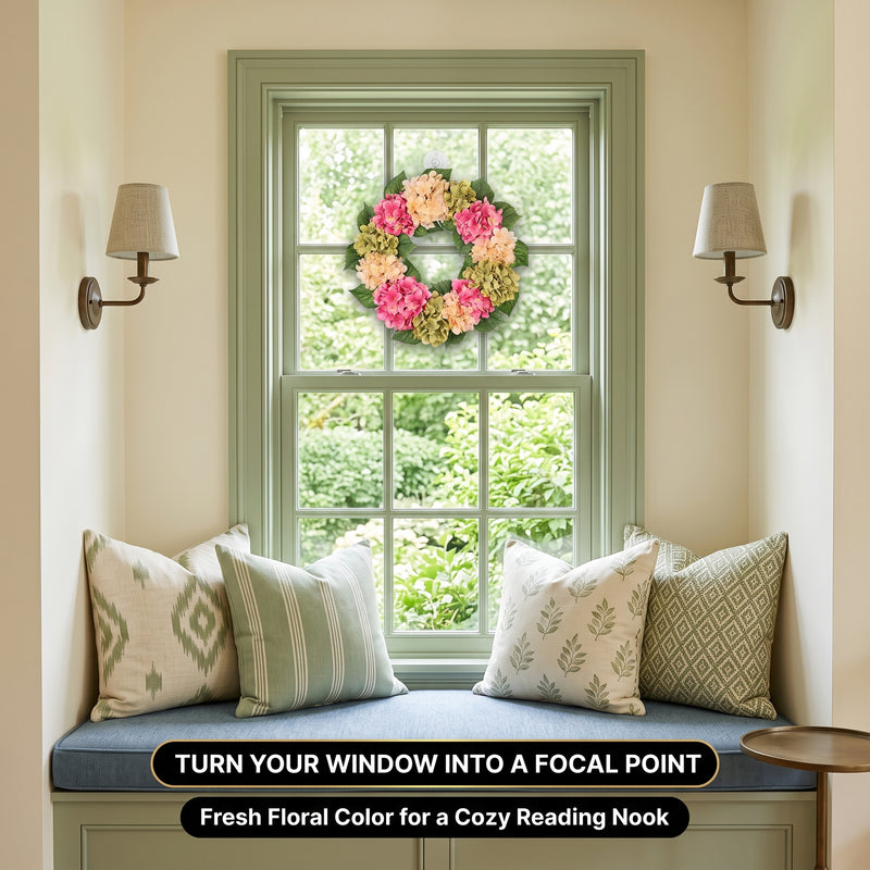 HYDRANGEA WREATH FOR FRONT DOOR – ARTIFICIAL FLORAL PORCH DÉCOR - 6
