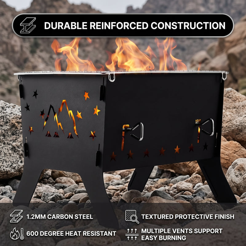 Portable Folding Charcoal Grill & Campfire Fire Pit - 6