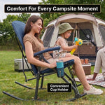 High Back Folding Rocking Camping Chair – Oversized Portable Outdoor Rocker with Cup Holder, Carry Bag & Heavy-Duty Steel Frame - 6