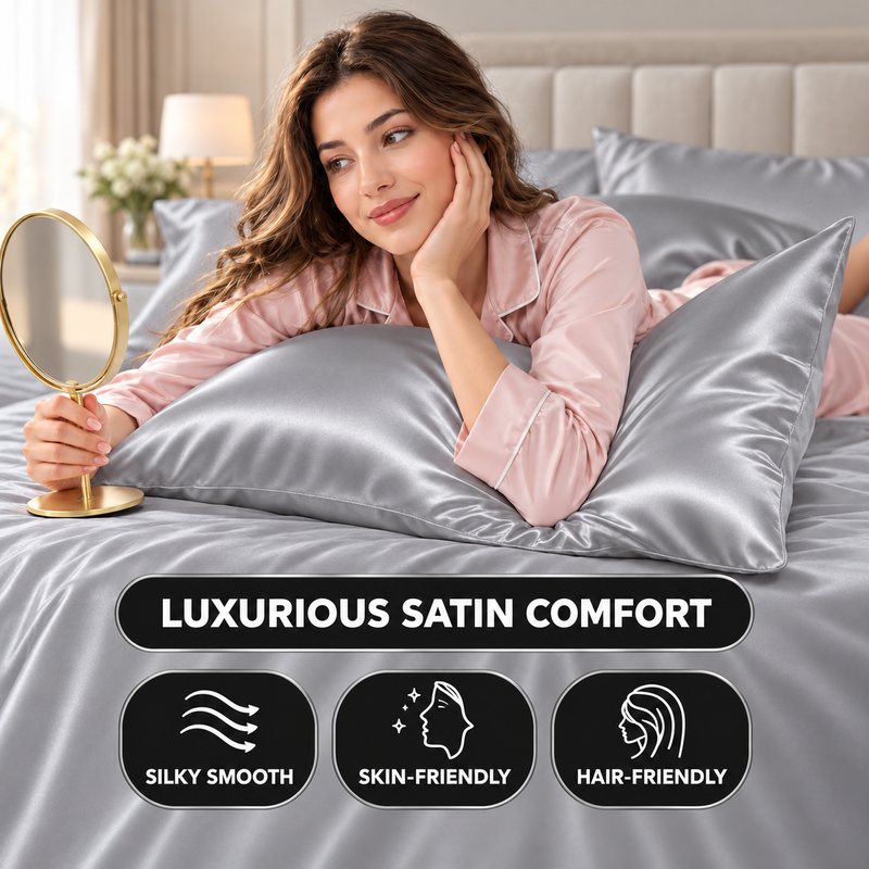 Pillowcases, Set of 2 – Viscose from Bamboo or Polyester Satin - 6