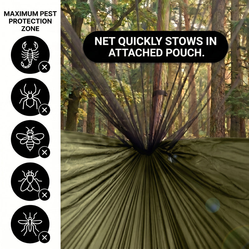 Camping Hammock with Mosquito Net – 1-2 Person, Nylon - 6