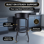 Swivel Bar Stool for Garage & Shop - Backless Counter Stool with Padded Seat, Workbench Stool for Workshop, Single Bar Stool with Chrome Legs - 6